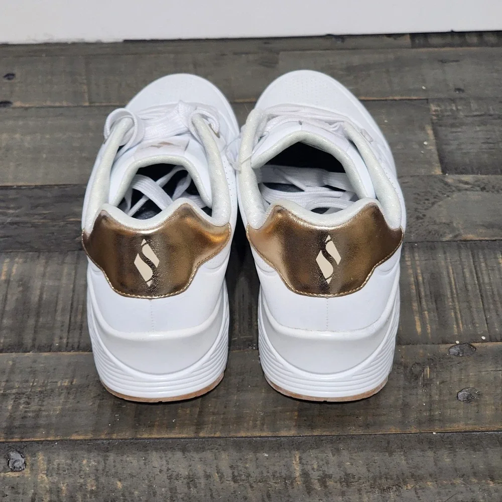 Skechers Street‎ Uno Gen1 Shimmer Away Shoes Girls US 2 White/Gold Sneakers